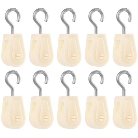 10-pack Mini Plasttrissa, Lätt Nylon Trissa Vajertrissa Nylon Klädstreckstrissa för DIY Hem Skola Kran Trissa Ramprojekt