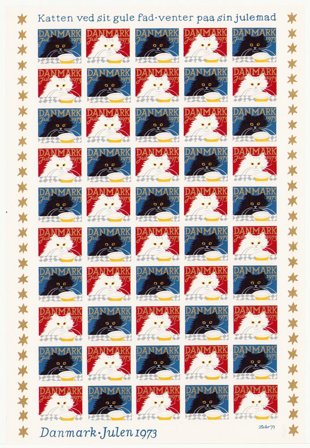 Danmark - julmärkeark 1973 - Utakket - Ubrugt eller foldet