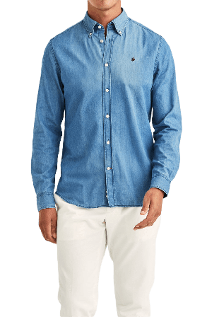 Morris Light Denim Shirt-Slim Fit Skjortor Herr Blå XL