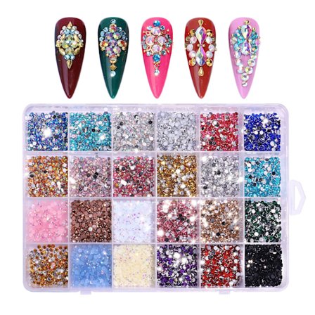 Glitter 3D Rhinestones AB Flad Bagside Skinnende Sten Neglekunst Dekoration Farverige Negle Juveler Krystal Strass Tilbehør