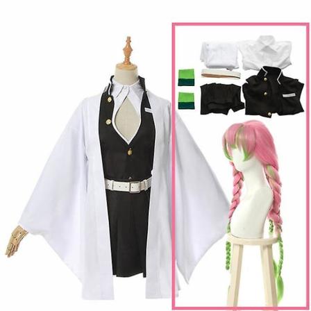 Voksne Børn Demon Slayer Kimetsu No Yaiba Anime Kimono Kanroji Mitsuri Cosplay Kostume Halloween Tøj . child size 130cm Kimetsu Suit and wig