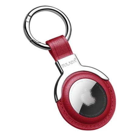 SULADA PU Nahka AirTag pidike avainrenkaalla varustettuna - Puna Red