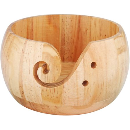 Garnskål, Stor Strikkeskål i Træ, Store Garnskåle til Hækling og Strikkeprojekter, Diameter 15 cm/6 tommer, Uden Låg, Strikkegaver, Bambus