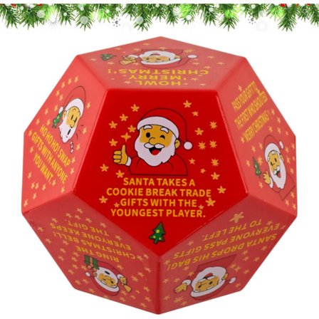 Santa's Gaveutveksling Terning Spill, 3x3 tommer Gaveutveksling Familiespill, Julestrømpefyll, Terning Spill