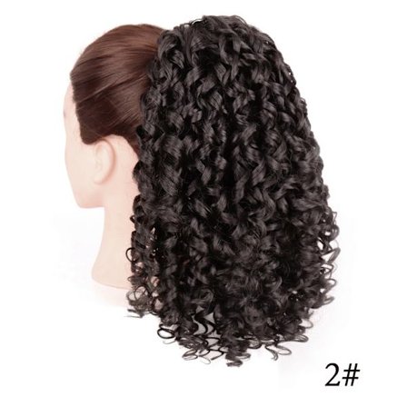 AZQUEEN Syntetisk hårfiber Varmebestandigt krøllet hår med hestehale falske hår-chip-in-hårforlængelser Elastikbånd med snoretræk