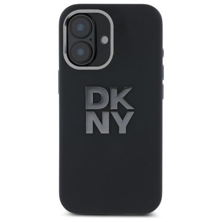 DKNY Liquid Silicone Metal Logo iPhone 16 Etui - Sort