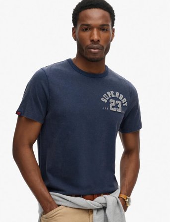 Superdry Vintage Athletic Chest S/S Tee - Navy - S