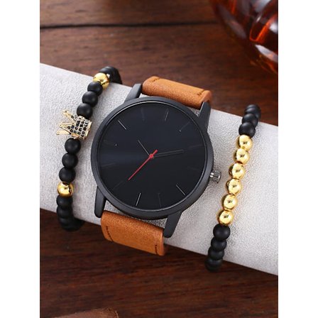 Avslappet Enkel Stor Skive Kalender Skala Frostbelagt Rem Kvartsklokke Krone Armbånd