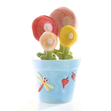 Keramisk Måleske Bagning Mad Hjem Køkken Salt Sukker Ske med Base Søde Køkkentilbehør Blå