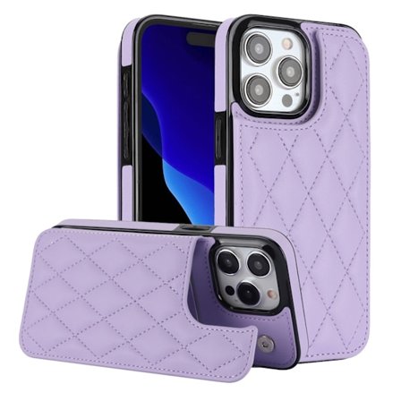 Fodral för iPhone 13PROMAX Lila ins dubbelspänne Plånbok med Korthållare diamantstativ Full-Body läder