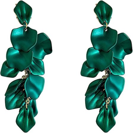 Lange Akryl Øredobber med Roseblader Hengende Overdådige Blomster E,ZQKLA