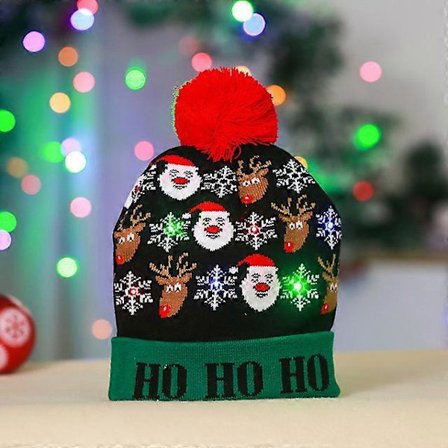 Ny LED Julehat Kreativ Blinkende LED Lys Strikket Hat Snemand Vinter Varm Farve Strikket Hue Julegave