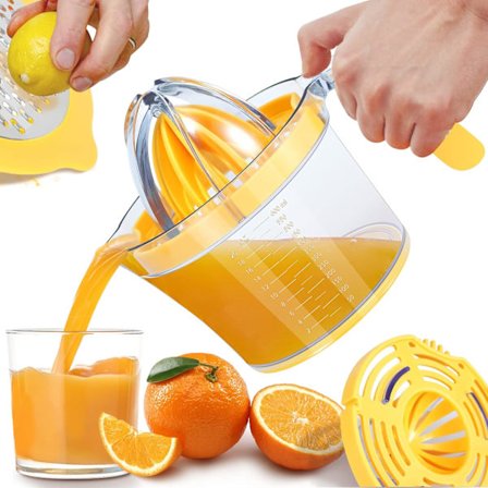 Manuell Juicer, Multifunktionell Handhållen Juicer med Bekvämt Handtag, 620ml Kapacitet Apelsinjuice Maskin (Orange)