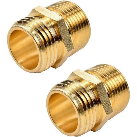 2-pak 3/4 GHT til 3/4 NPT han-stik, messing haveslangefitting, han-slange KJL