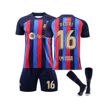 FC Barcelona Home Kit 2022/2023 Pedri No.16 Fotbollströja 3-delade kit för barn Vuxna 22(130-135CM)
