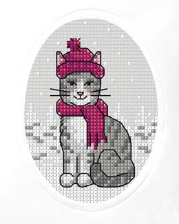 Broderikit Kort Vinter Katt - Orchidea