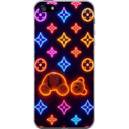 Kompatibel Mobilcover til Apple Apple iPhone 5 Neonfarvet luksusmønster med glødende teddybjørn i pop art-æstetik
