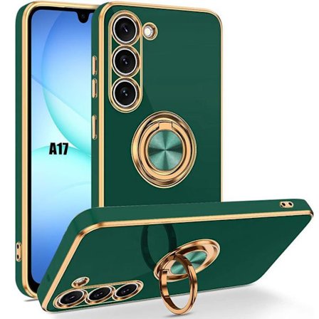 Silikone Cover - BOOLING - til Samsung Galaxy A17 4G/5G - Grøn Nat med Rotationsring