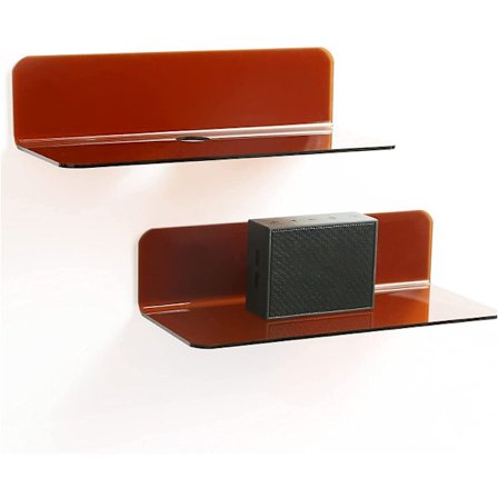 Sæt med 2 små klæbende hylde (brun)