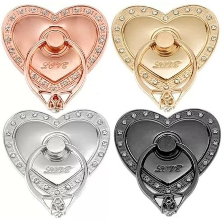 4-delad kärlekstelefonringhållare (fyra färger), kärleksdiamantfingergrepphållare ring biltelefonringhållare smartphone ringhållare surfplatta 