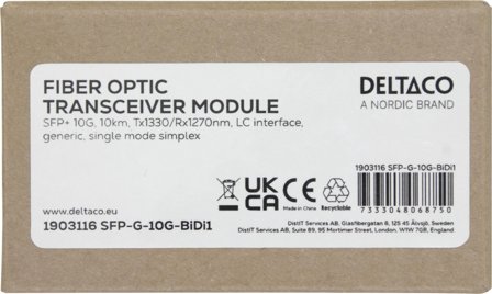 Deltaco SFP+ 10G, 10km, Tx1330/Rx1270nm,LC interface, SM simplex