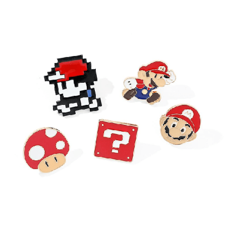 5 st Super Mario Game Brosch Pins Mario Bros Badge Pin För Ryggsäckar Kläder Jackor Mössor Dekoration Gåvor 5Pcs