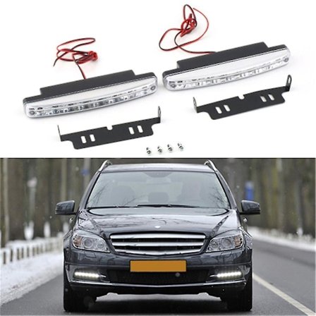 2x 8 LED Super Lyse Bil DRL Dagkjørelys Hodelykt