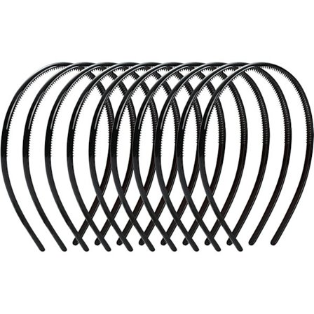 10 st enkla plastdiadem 8 mm smala tänder kamdiadem tunna hårband svart hårsmycke DIY-hår