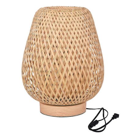 Bambu-pöytävalaisin käsintehdyllä luonnonpuupohjalla, silmiä säästävä yövalo makuuhuoneeseen