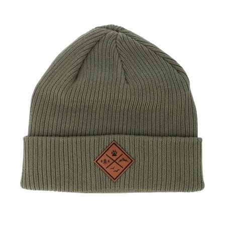Wild Spirit - Grön cuff Beanie - Engraved Nature Patch Olive Green Cuff @ Hatstore