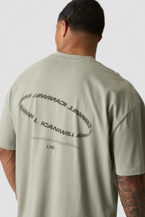 ICANIWILL - Grit Stonewashed T-Shirt Print Light Khaki Green - Herr - Träningskläder från ICIW