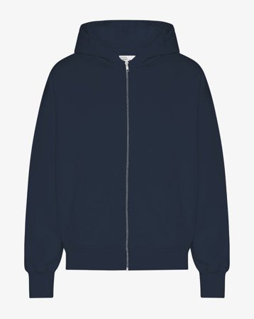 Organic Oversized Zip Hood - Navy Blue