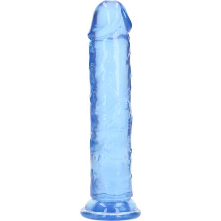 RealRock: Kristallklar rak realistisk dildo, 20 cm Blå