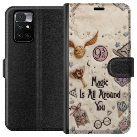 Yhteensopiva Lompakkokotelo Xiaomi Xiaomi Redmi 10 Kirjailtu taianomainen kuvaus, jossa on symboleja, lainauksia ja satumaailmaa, joka on inspiroitunu