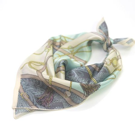 Motete Mint Frynser Trykt 100% Silke Firkant Skjerf for Kvinner