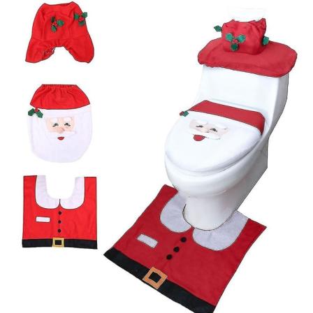 Sett med 3 Julebadesett Julenissen Toalettsetetrekk og teppesett Tanktrekk Julepynt Style 1