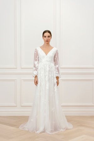 Malina Bridal - Alva v-ringad spetsbrudklänning - XL - White