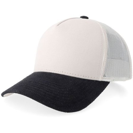 Equip - Beige trucker Keps - Beige Canvas/Black Suede A-frame Trucker @ Hatstore