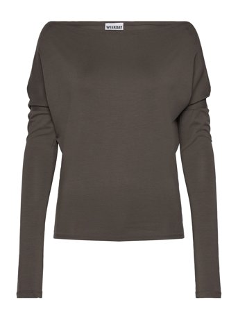 Weekday Drapy Long Sleeve Top - Brown - S