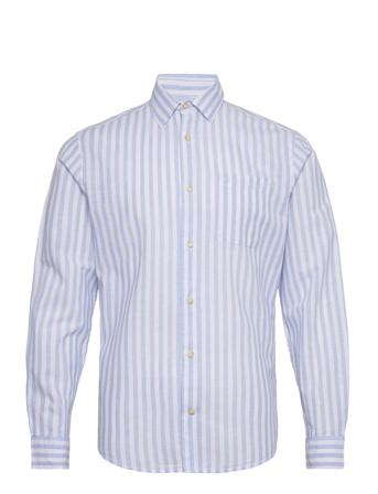 Jprblusummer Linen Stripe Shirt L/S Skjorte Uformell Blå Jack & J S*Betinget Tilbud