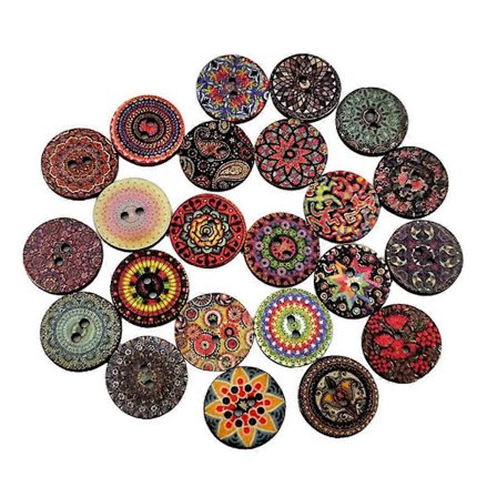 100 stk. Sorterede Runde Malede 2-huls Træknapper til Håndarbejde
