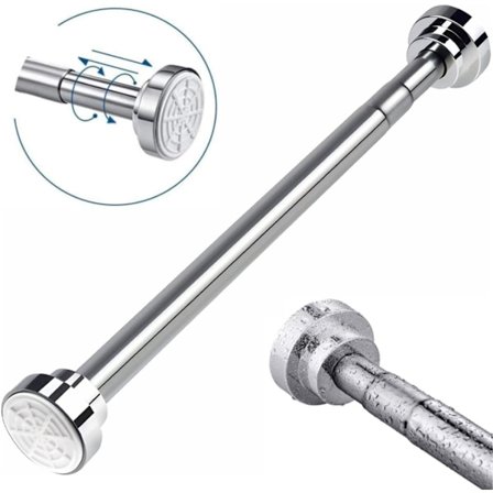 ING Teleskopisk dusjstang - 55-85 cm - Justerbar klesstang - Dusjforhengstang - Sølv