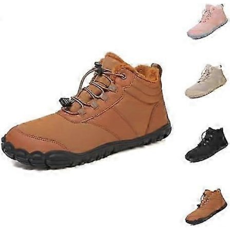 Vinter Barfota Vandrestøvler, Vandring Vinter Sko Barfota Sko Dame, Five Finger Sneakers Vandresko til Vandring Brun 4.5 UK Wide