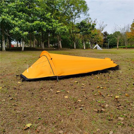 Campingtält för en person, lätt, vattentätt, bärbart, sovsäck för friluftsliv, gul