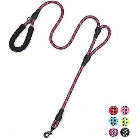 Sterkt hundebånd i tau, 1,8 meter langt, med to polstrede håndtak, kraftig, refleksivt hundebånd med dobbelt håndtak for store eller mellomstore 