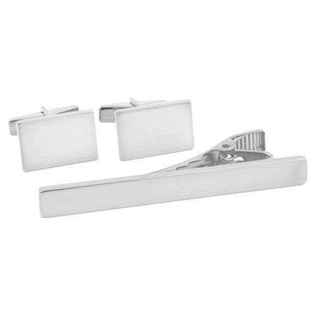 Set clásico de plata 925s para hombres - Sets de pasadores de corbata y gemelos