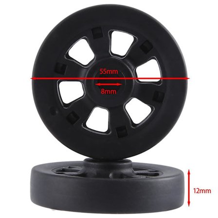 Sæt med 2 Kørelhjul til Kuffert, 55X12mm, Udskiftningshjul til Kuffert, PU Drejelige Hjul
