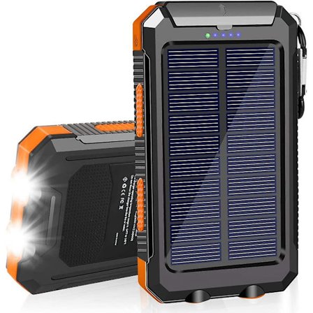 Solar laddare 20000mah Solar Power Bank vattentät bärbar laddare med dubbla 5v USB port/led