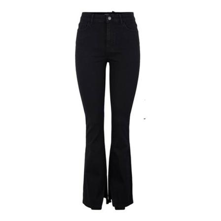 Pieces, Pcpeggy HW Flared Slit Jeans BC Zwart, Dames, Maat:XS