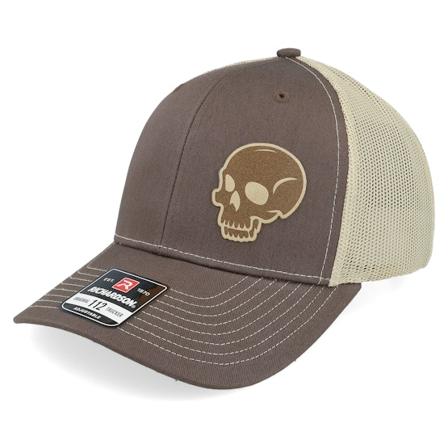 Iconic - Brun trucker Keps - Skull Engraved 112 Split Brown/Khaki Trucker @ Hatstore